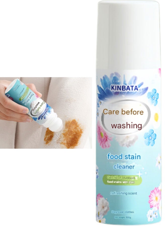 KINBATA Pre-Laundry Food Stain Remover & Clothing Oil Cleaner, Advanced Stubborn Stain Treatment for Clothes with Refreshing Scent, Easy-to-Use Roll-On Applicator 100g, Powerful Degreaser for Food Spills Sauce and Grease Stains, Safe on White and Colored Fabrics Effective Daily Laundry Care Solution. - Image 1